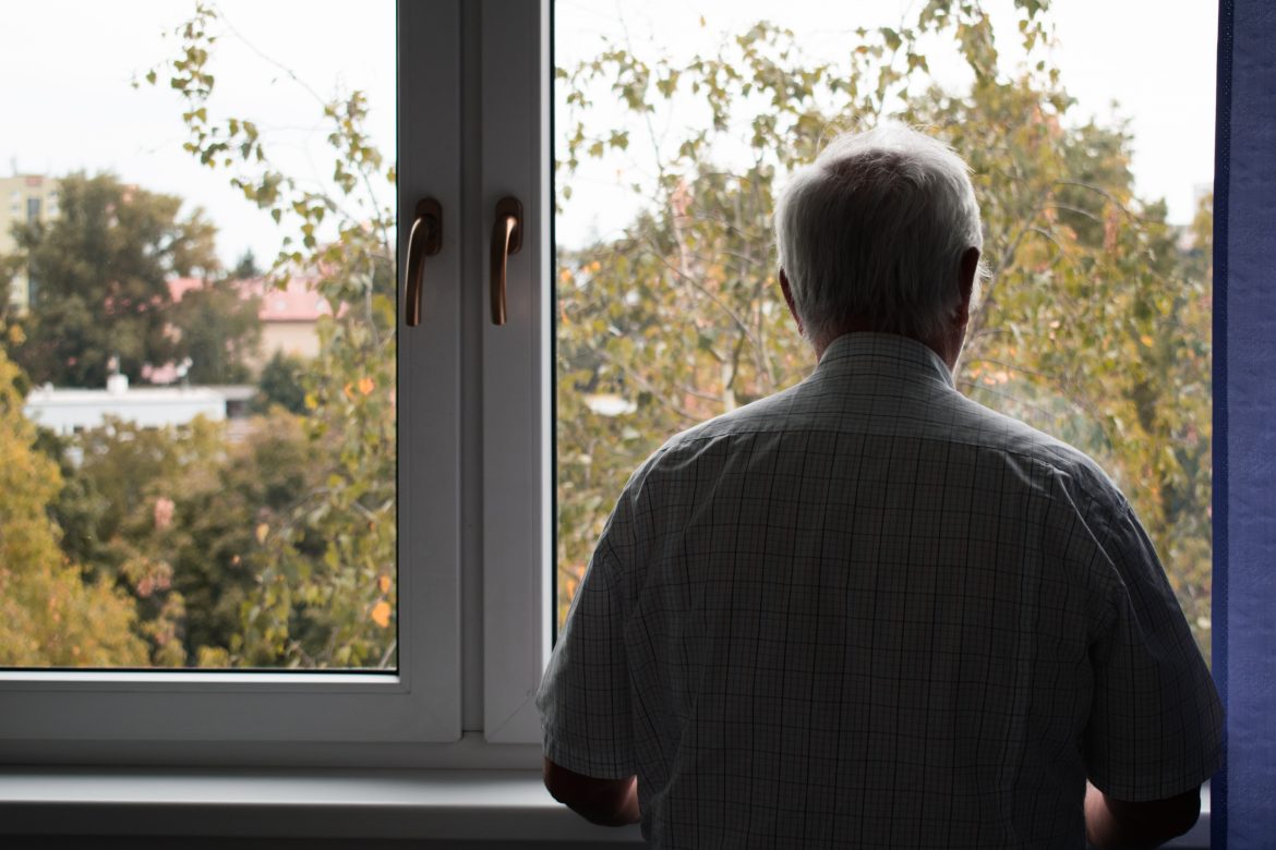 Sad,Senior,Man,Stand,Alone,Stay,At,Home,Inside,Closeup