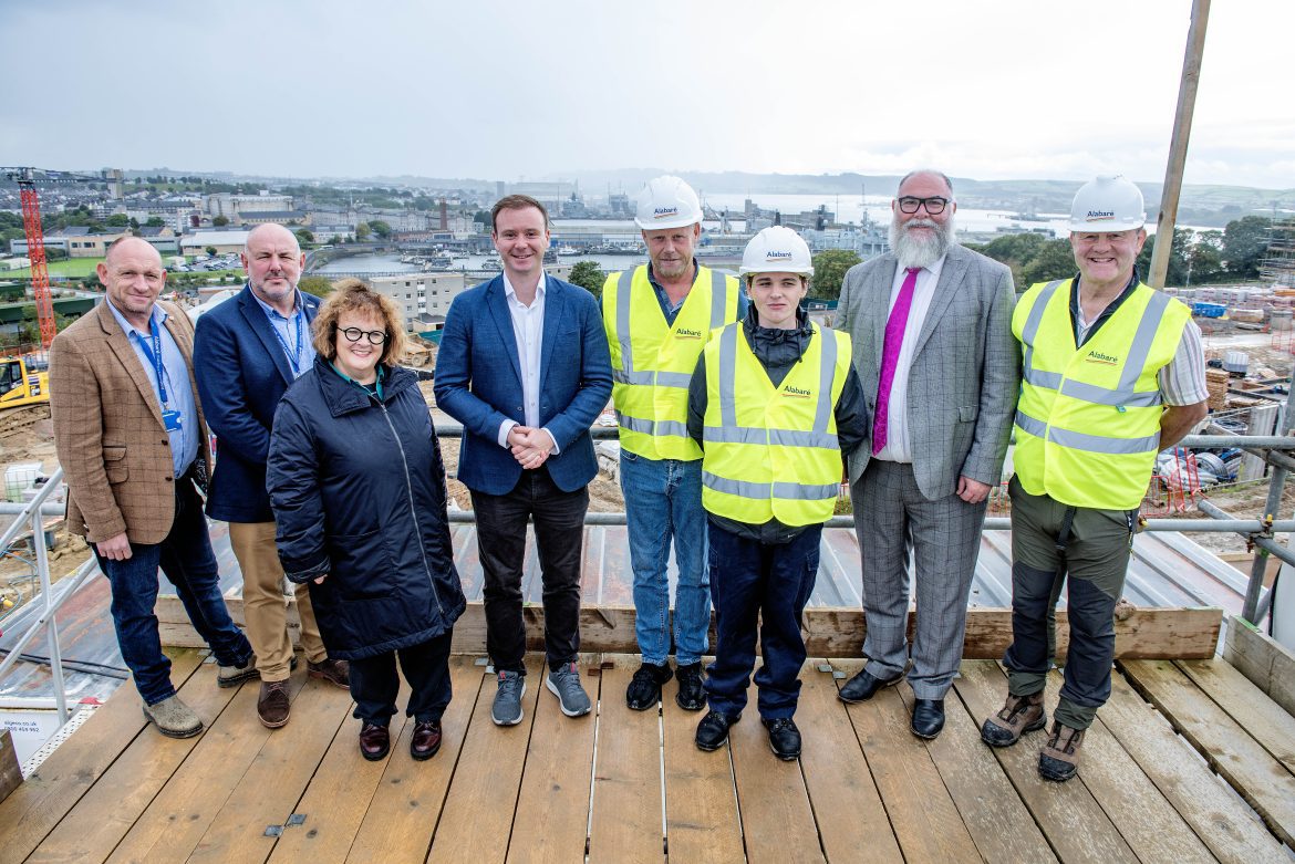 L-R: Members of Alabaré team, Clare Miller - Chief Executive at Clarion Housing Group, Fred Thomas - MP of Plymouth Moor View, Participating Veterans, Cllr Chris Penberthy - Cabinet Member for Housing, Communities and Cooperative Development, Plymouth Council, member of Alabaré team.